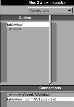 Connect outlet to table view