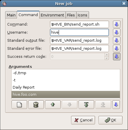 Job parameters detail (command)